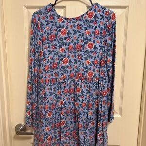 LOFT Floral Dress with Blue and Pink Accents